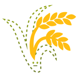 dotted line face and sheaf of rice