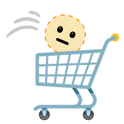 dotted line face and shopping cart