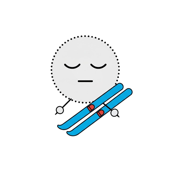 Dotted line face and Skis