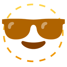 dotted line face and smiling face with sunglasses