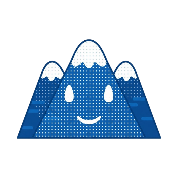 Dotted line face and Snow-capped mountain