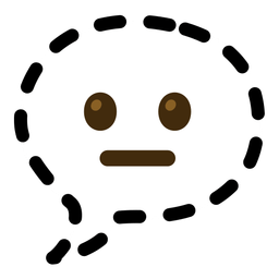 dotted line face and speech balloon