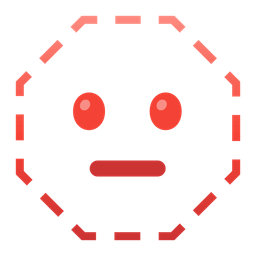 dotted line face and stop sign
