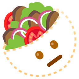 dotted line face and stuffed flatbread