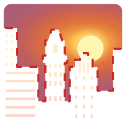 dotted line face and sunset