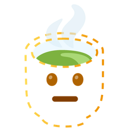 dotted line face and teacup without handle