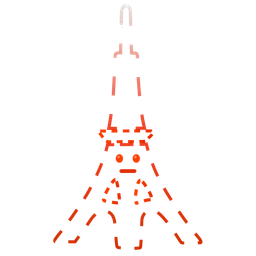dotted line face and Tokyo tower
