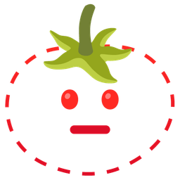 dotted line face and tomato