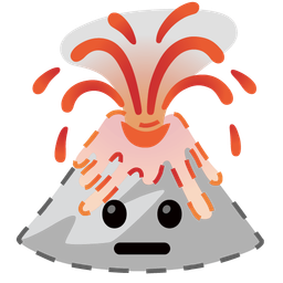 dotted line face and volcano