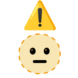 dotted line face and warning