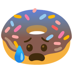 Doughnut and Anxious face with sweat