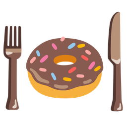 Doughnut and Fork and knife with plate