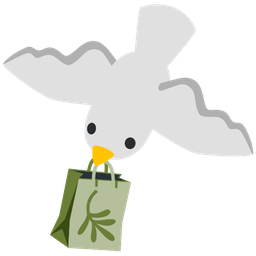 dove and shopping bags