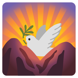 dove and sunrise over mountains