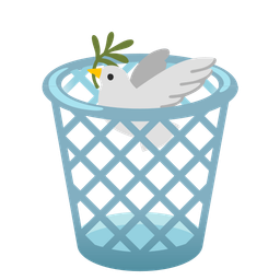 dove and wastebasket