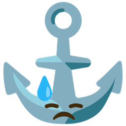 downcast face with sweat and anchor