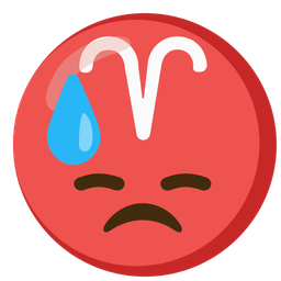 downcast face with sweat and Aries