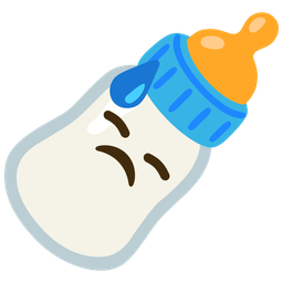 downcast face with sweat and baby bottle