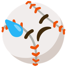 downcast face with sweat and baseball