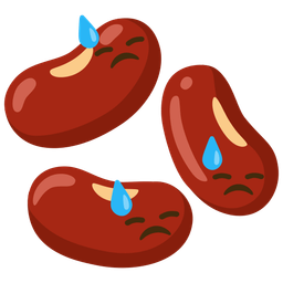 downcast face with sweat and beans