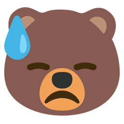 downcast face with sweat and bear