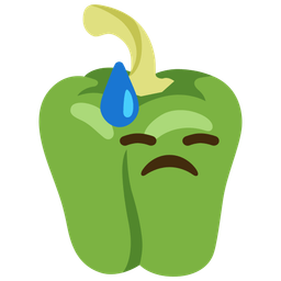 downcast face with sweat and bell pepper