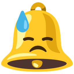 downcast face with sweat and bell