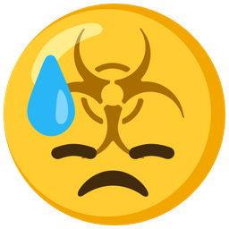 downcast face with sweat and biohazard