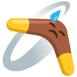 downcast face with sweat and boomerang