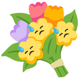 downcast face with sweat and bouquet