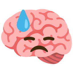 downcast face with sweat and brain