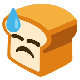 downcast face with sweat and bread