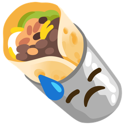 downcast face with sweat and burrito