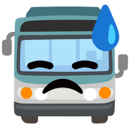 Downcast face with sweat and Bus