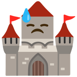 downcast face with sweat and castle
