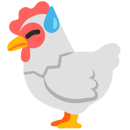 downcast face with sweat and chicken