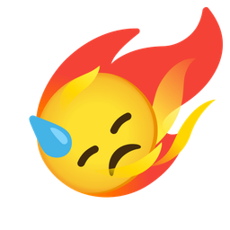 downcast face with sweat and comet