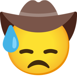 downcast face with sweat and cowboy hat face