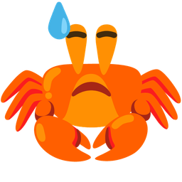 downcast face with sweat and crab