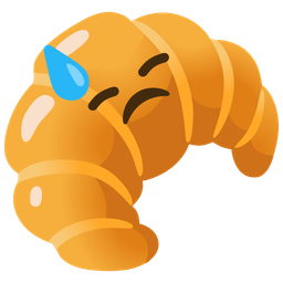 downcast face with sweat and croissant