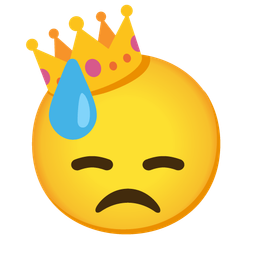 downcast face with sweat and crown