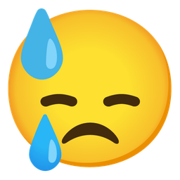 downcast face with sweat and crying face