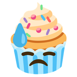 downcast face with sweat and cupcake