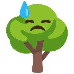 downcast face with sweat and deciduous tree