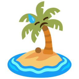 downcast face with sweat and desert island