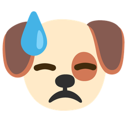 downcast face with sweat and dog face