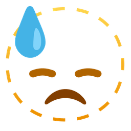 downcast face with sweat and dotted line face