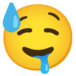 downcast face with sweat and drooling face