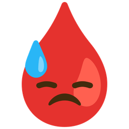 downcast face with sweat and drop of blood