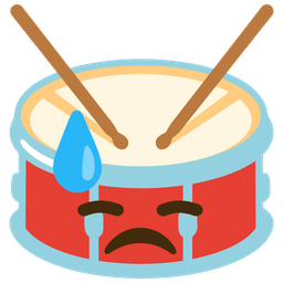 downcast face with sweat and drum